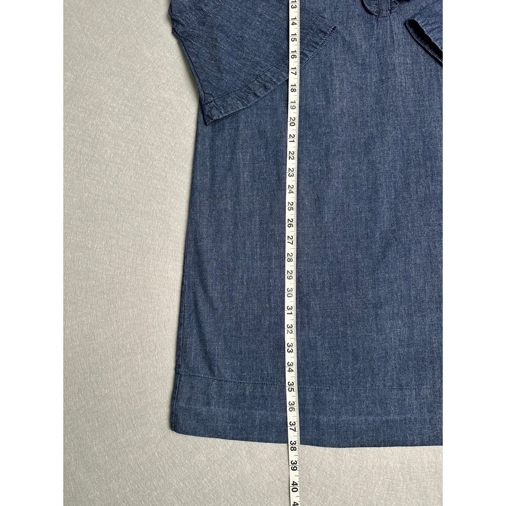 Draper James Blue Denim Ruffle Front Bell Sleeve Shift Dress Size 14 Cotton - Picture 5 of 7